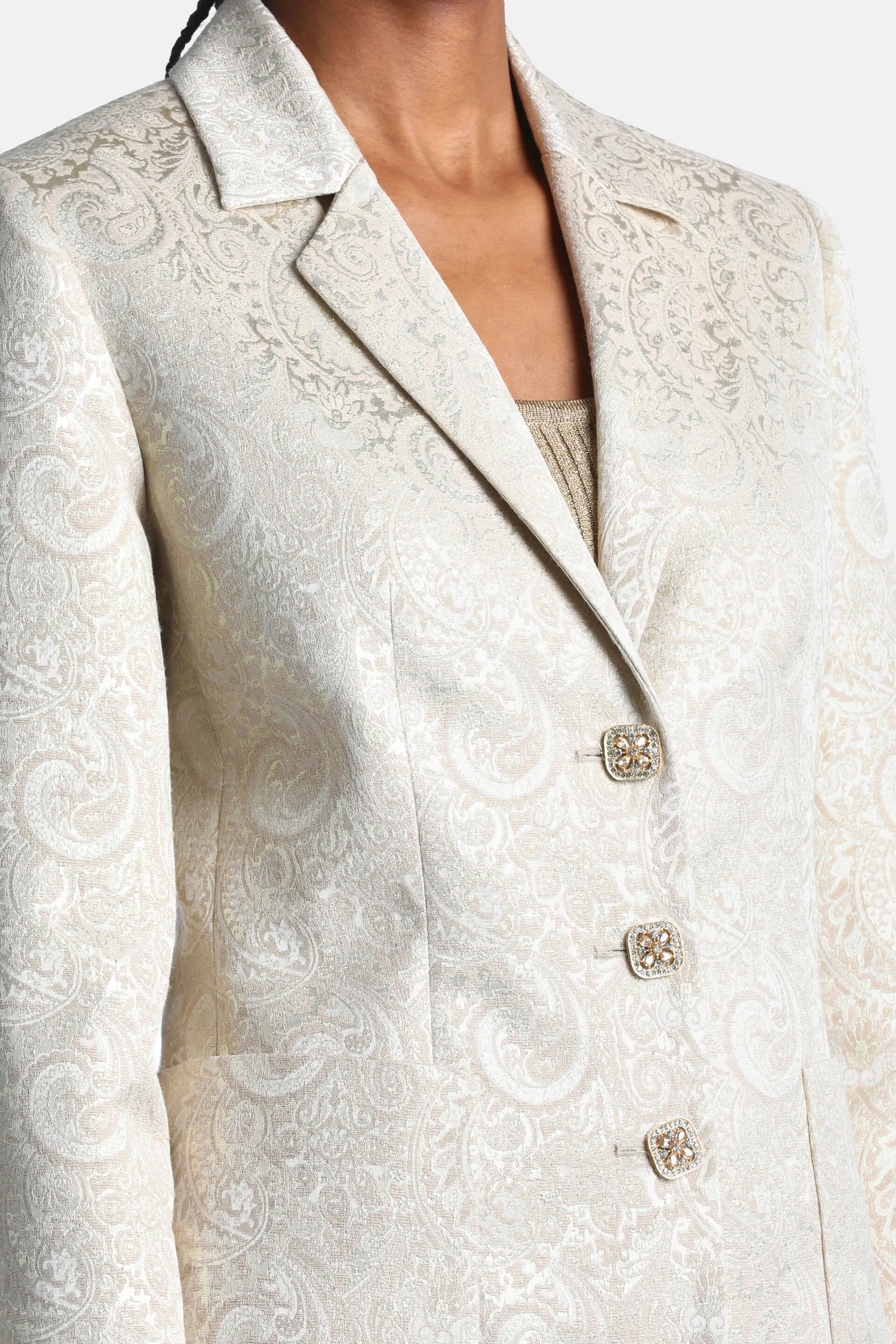 Luisa Spagnoli Var Platino Women Suggestivo - Elegant Brocade Blazer SKU: SUGGESTIVO_3312 Image 04