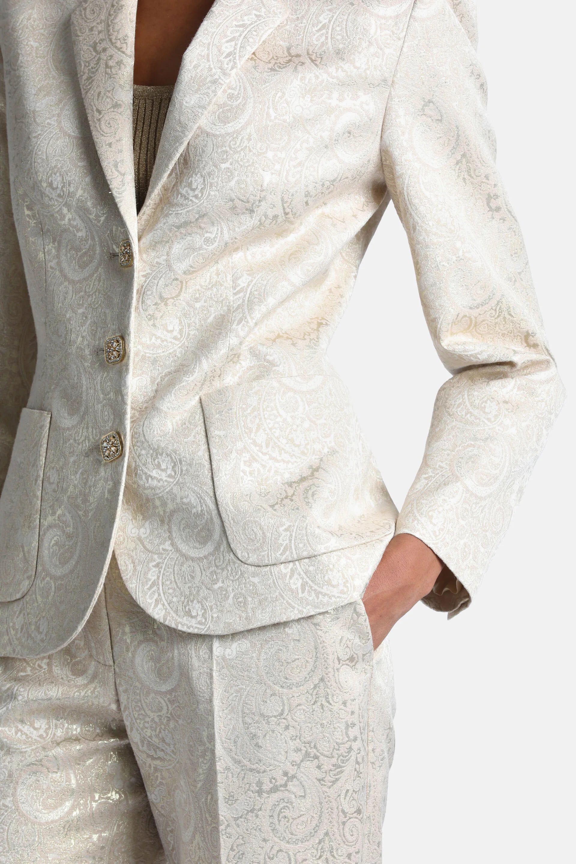 Luisa Spagnoli Var Platino Women Suggestivo - Elegant Brocade Blazer SKU: SUGGESTIVO_3312 Image 05