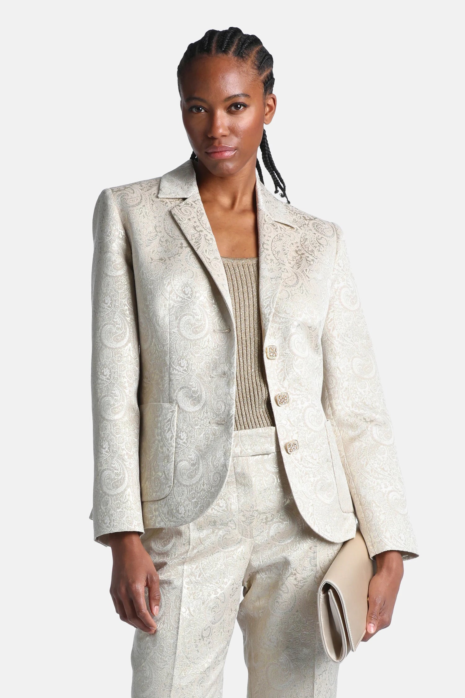 Luisa Spagnoli Var Platino Women Suggestivo - Elegant Brocade Blazer SKU: SUGGESTIVO_3312 Image 2.