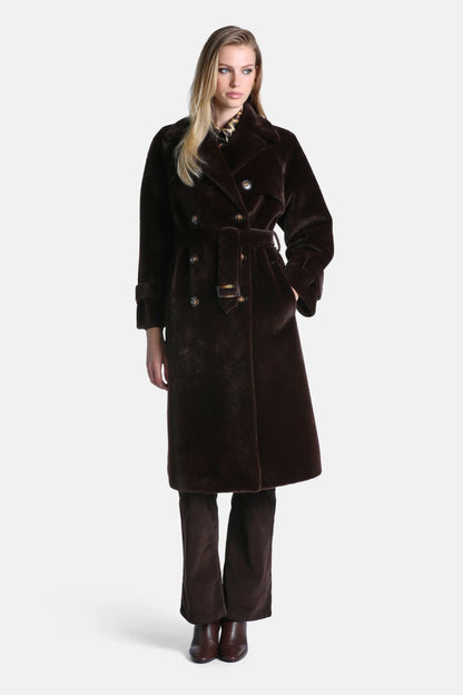 Luisa Spagnoli Marrone Women Supporre Fur-Effect Trench Coat SKU: SUPPORRE_0995 Image 02