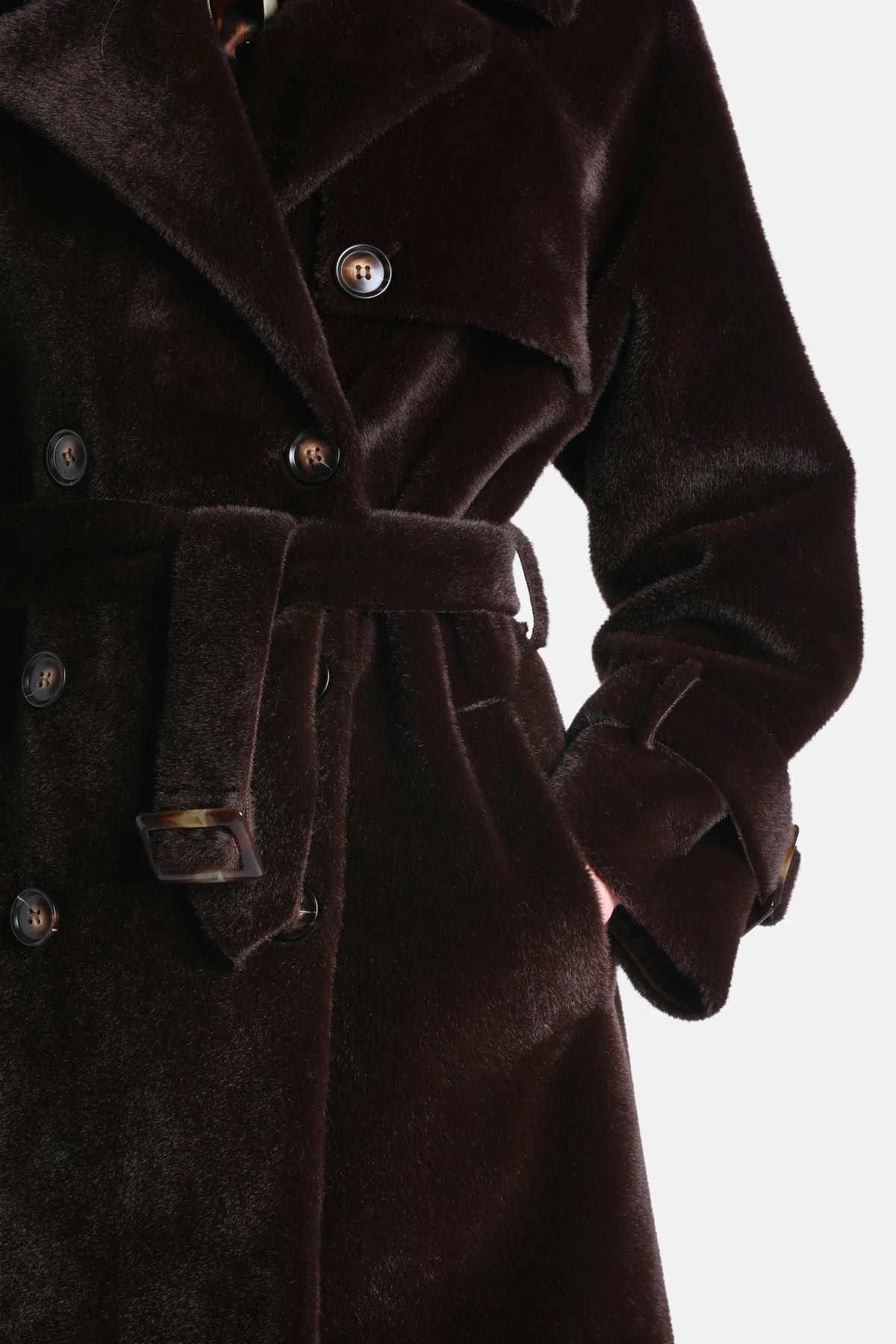Luisa Spagnoli Marrone Women Supporre Fur-Effect Trench Coat SKU: SUPPORRE_0995 Image 04