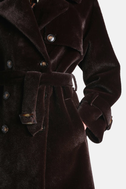 Luisa Spagnoli Marrone Women Supporre Fur-Effect Trench Coat SKU: SUPPORRE_0995 Image 04