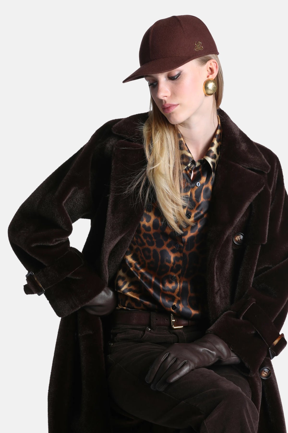 Luisa Spagnoli Marrone Women Supporre Fur-Effect Trench Coat SKU: SUPPORRE_0995 Image 05