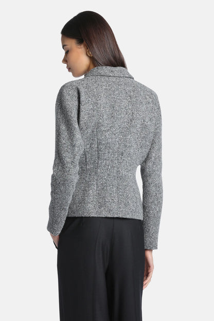 Luisa Spagnoli Var Grigio Panna Women Svolta Cropped BouclŽ Jacket SKU: SVOLTA_3331 Image 02