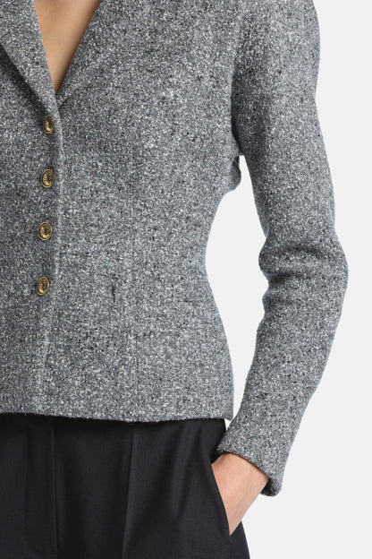 Luisa Spagnoli Var Grigio Panna Women Svolta Cropped BouclŽ Jacket SKU: SVOLTA_3331 Image 04