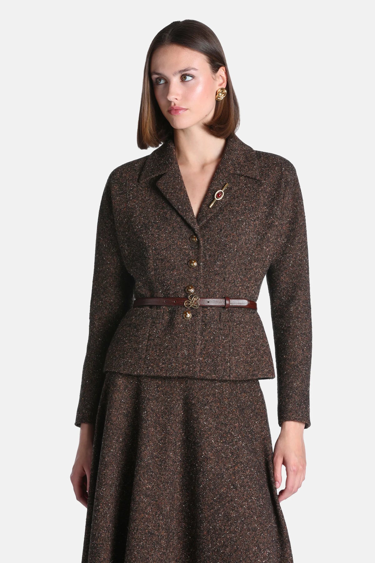 Luisa Spagnoli Var Marrone Women Svolta - Cropped BouclŽ Jacket SKU: SVOLTA_3404 Image 01