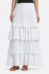Luisa Spagnoli Bianco Women Tatto - Tiered Pleated Maxi Skirt SKU: TATTO_0201 Image 01