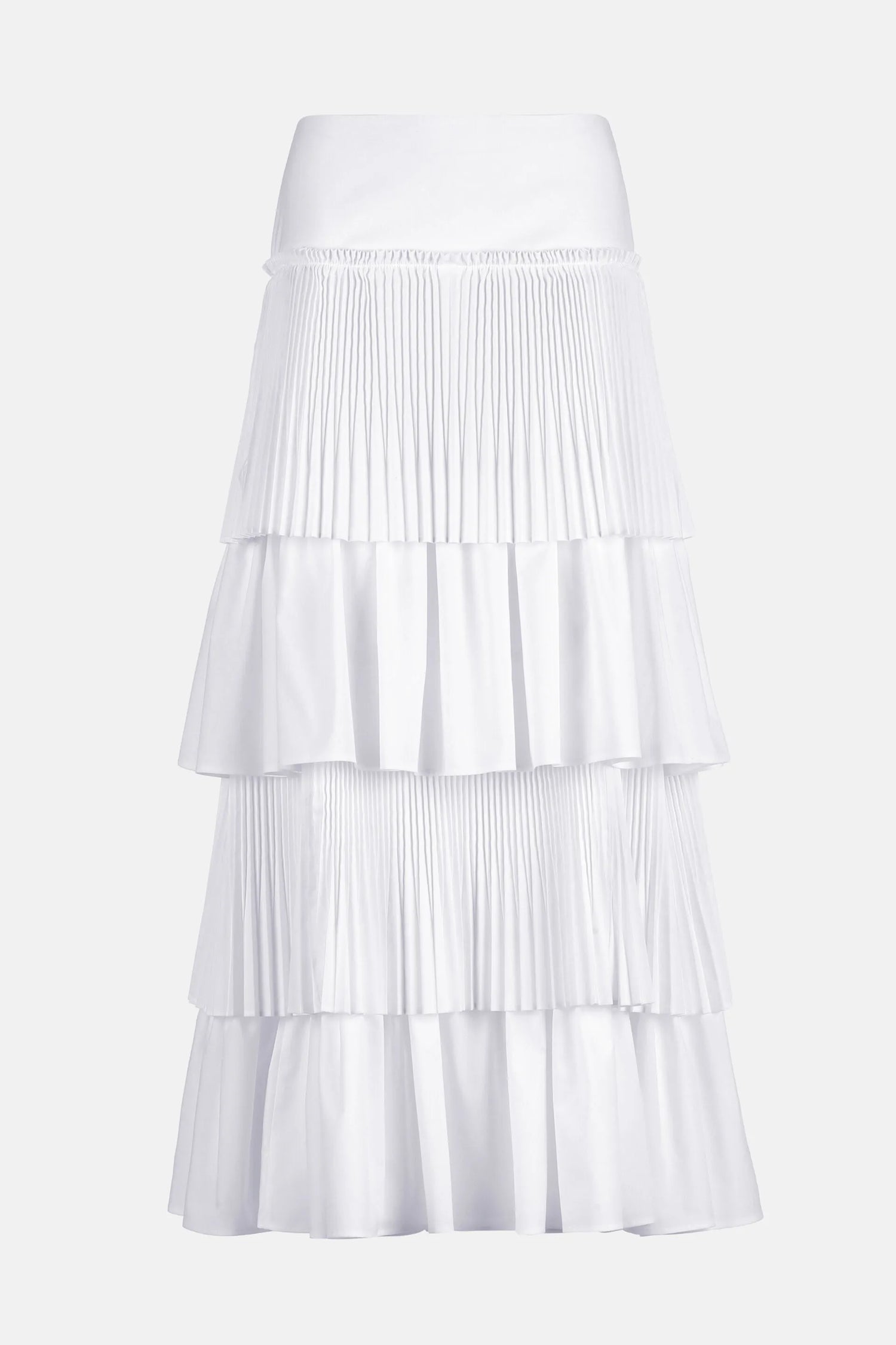 Luisa Spagnoli Bianco Women Tatto - Tiered Pleated Maxi Skirt SKU: TATTO_0201 Image 05