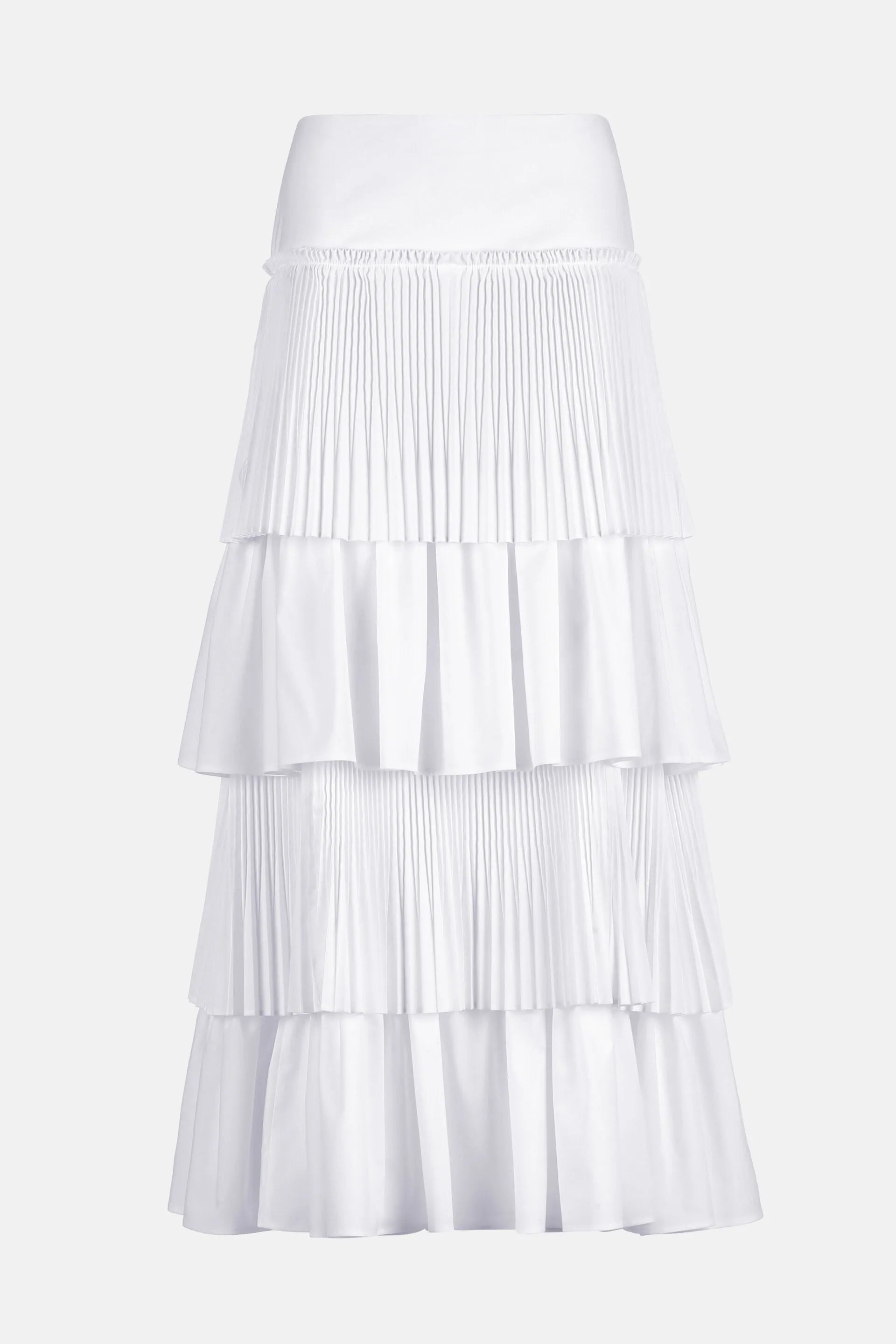 Luisa Spagnoli Bianco Women Tatto - Tiered Pleated Maxi Skirt SKU: TATTO_0201 Image 05