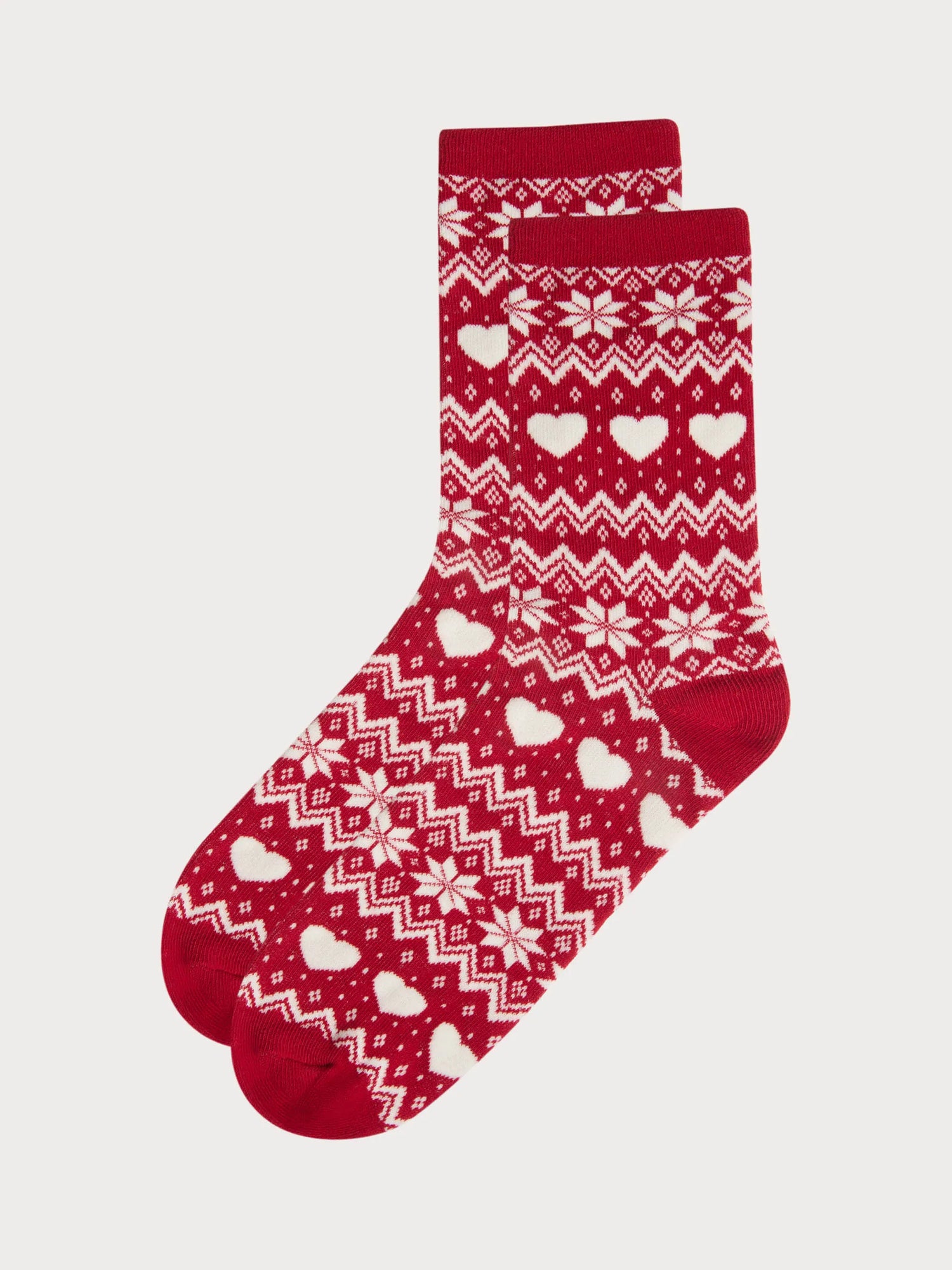Yamamay_Printed_Red Socks with Heart Motif and Snowflake Mix and Match_TCZD184011_128_01