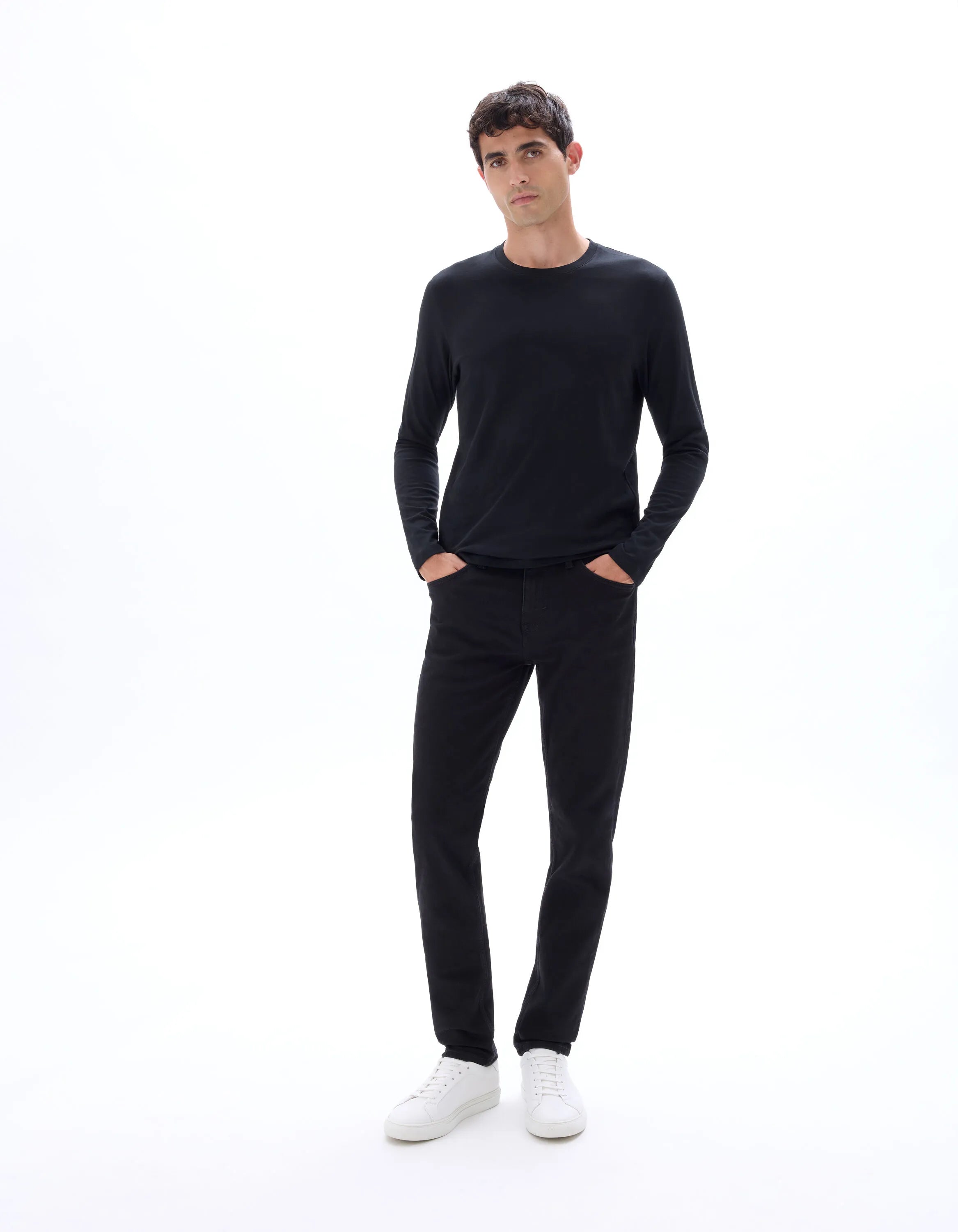 Celio_Black_Regular 100% Cotton Long-Sleeved T-Shirt_TEBASEML_BLACK_02