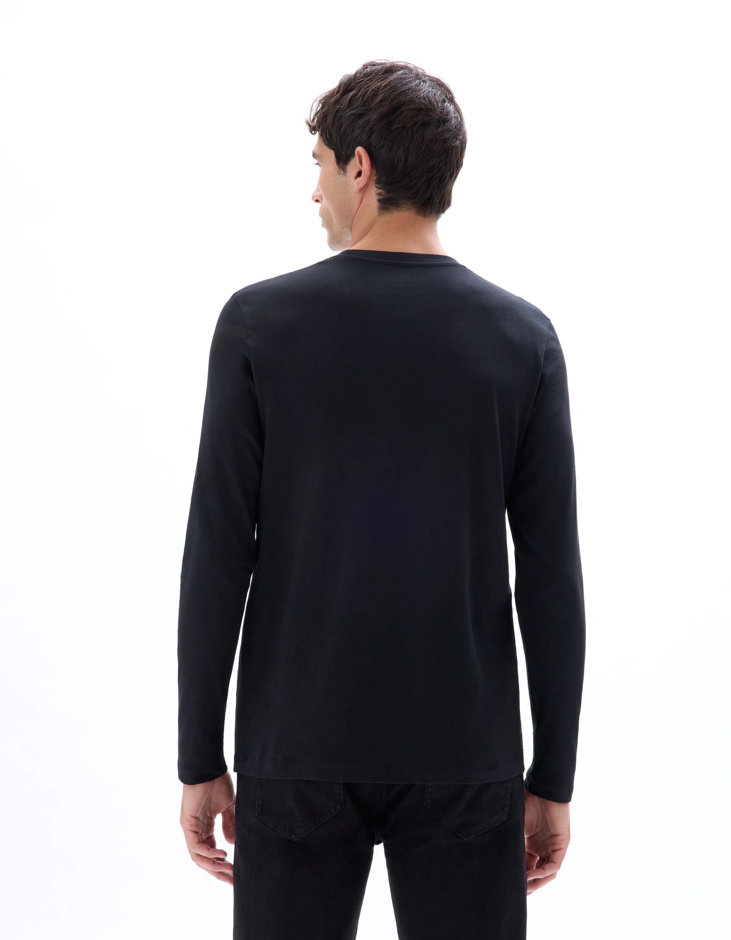 Celio_Black_Regular 100% Cotton Long-Sleeved T-Shirt_TEBASEML_BLACK_03