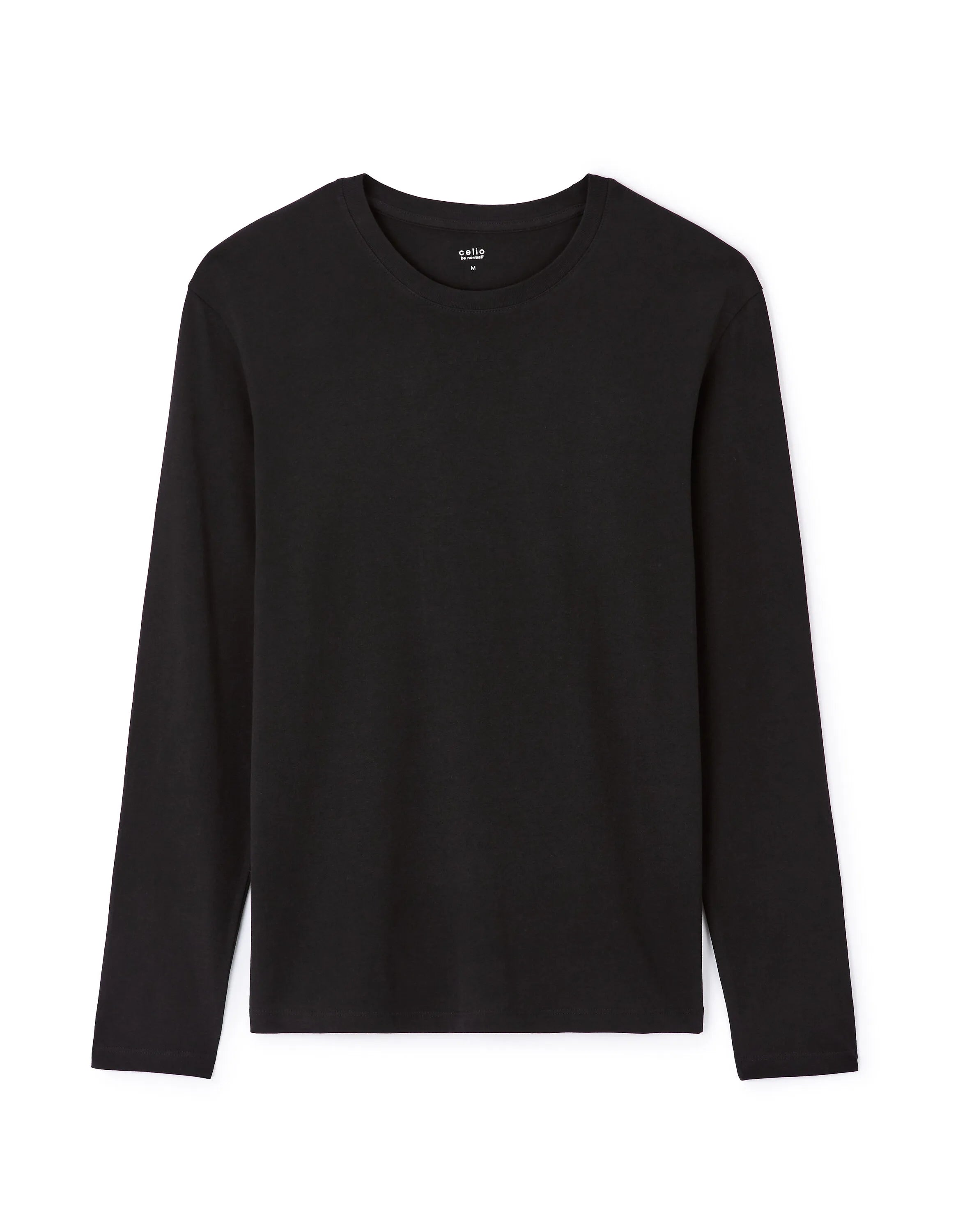 Celio_Black_Regular 100% Cotton Long-Sleeved T-Shirt_TEBASEML_BLACK_04