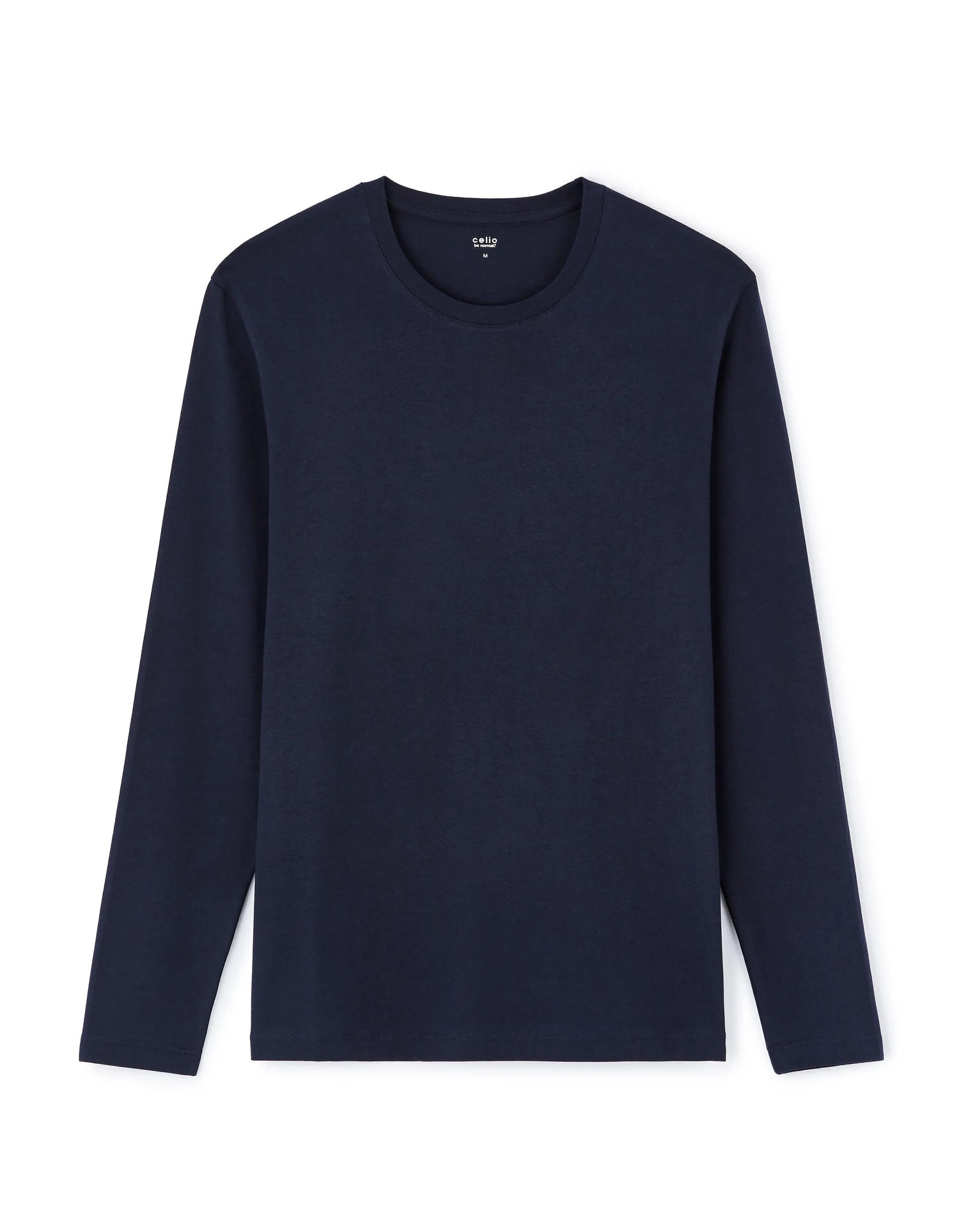Celio_Navy_Regular 100% Cotton Long-Sleeved T-Shirt_TEBASEML_NAVY_04