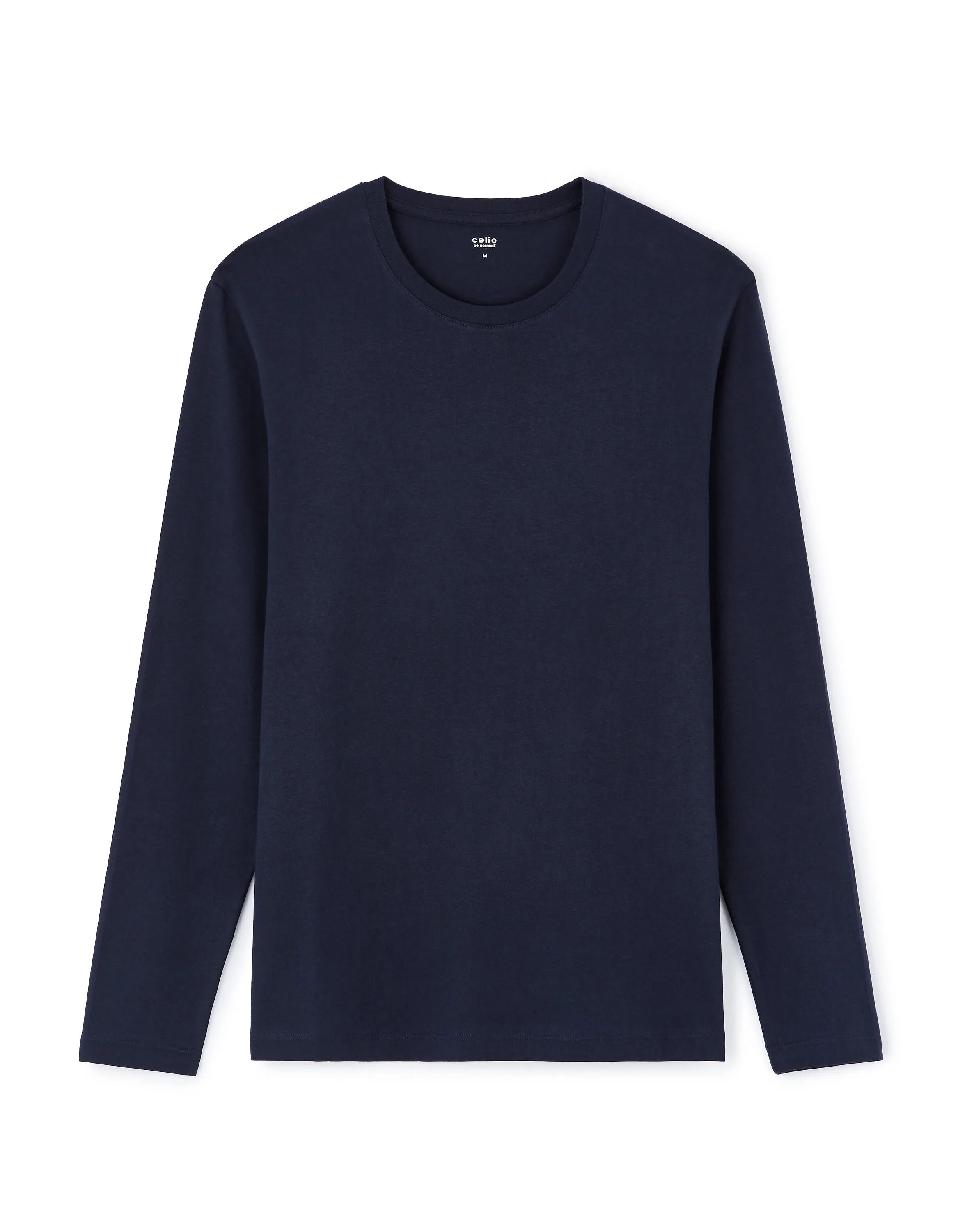 Celio_Navy_Regular 100% Cotton Long-Sleeved T-Shirt_TEBASEML_NAVY_04