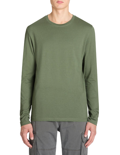 Celio_Sage Straight T-Shirt 100% Cotton Long Sleeves_TEBASEML_SAUGE_01