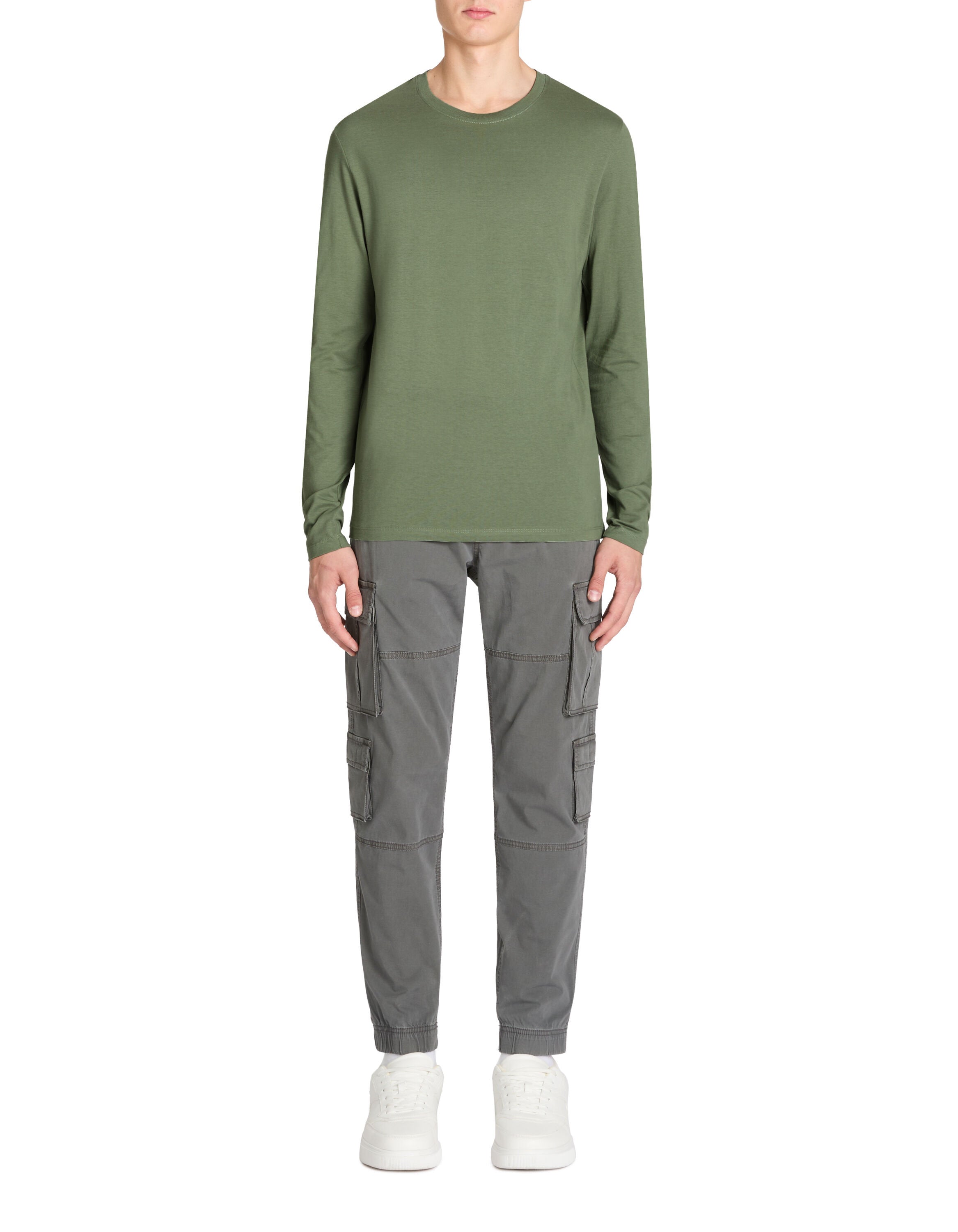 Celio_Sage Straight T-Shirt 100% Cotton Long Sleeves_TEBASEML_SAUGE_02