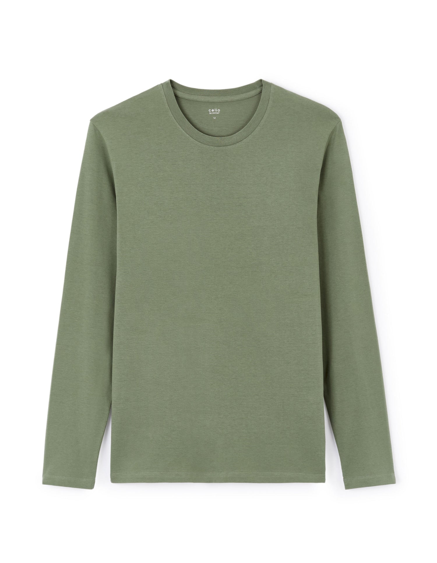 Celio_Sage Straight T-Shirt 100% Cotton Long Sleeves_TEBASEML_SAUGE_04