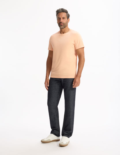 Celio_Orange Straight Crew Neck T-Shirt 100% Cotton_TEBASE_ABRICOT_02