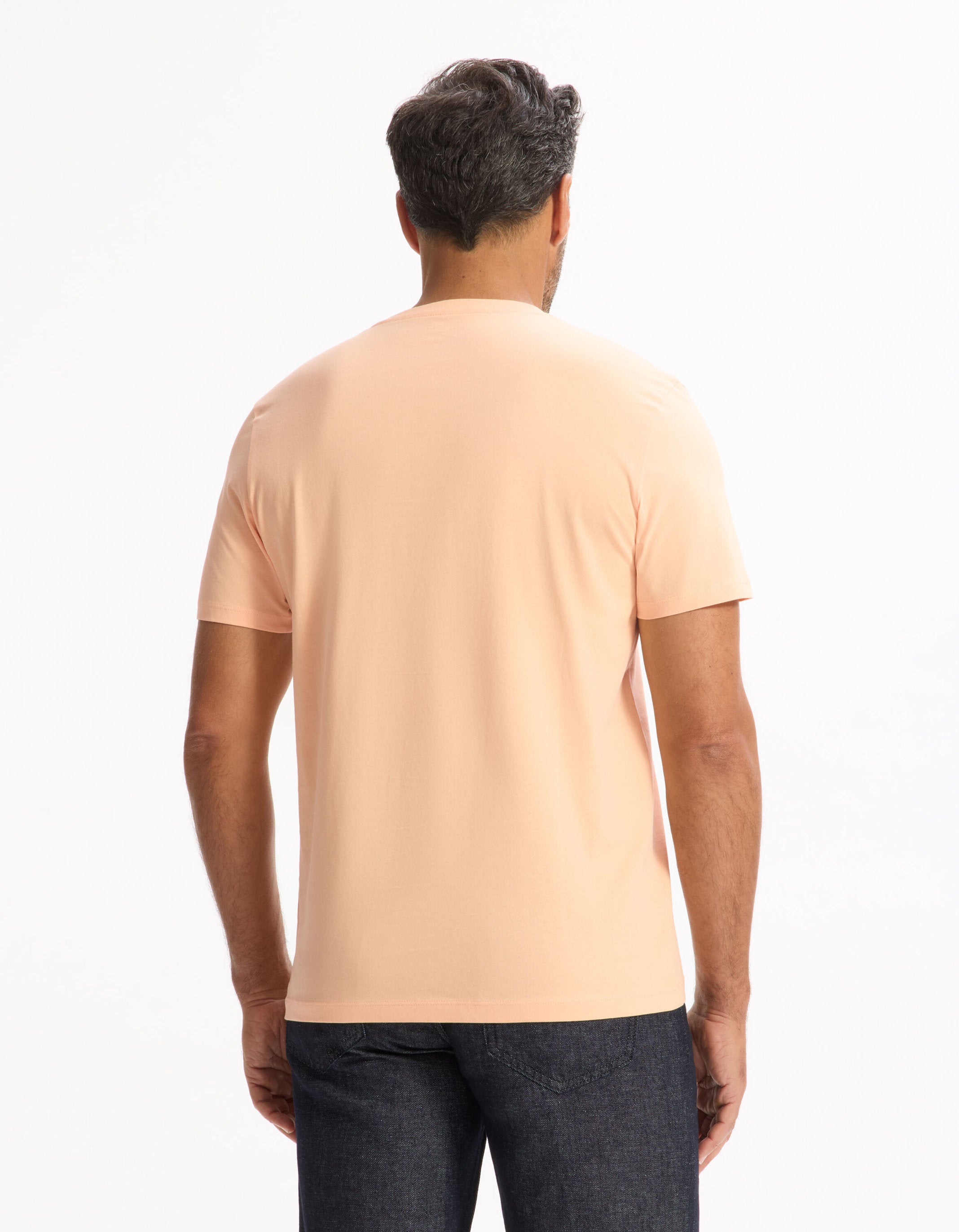 Celio_Orange Straight Crew Neck T-Shirt 100% Cotton_TEBASE_ABRICOT_03