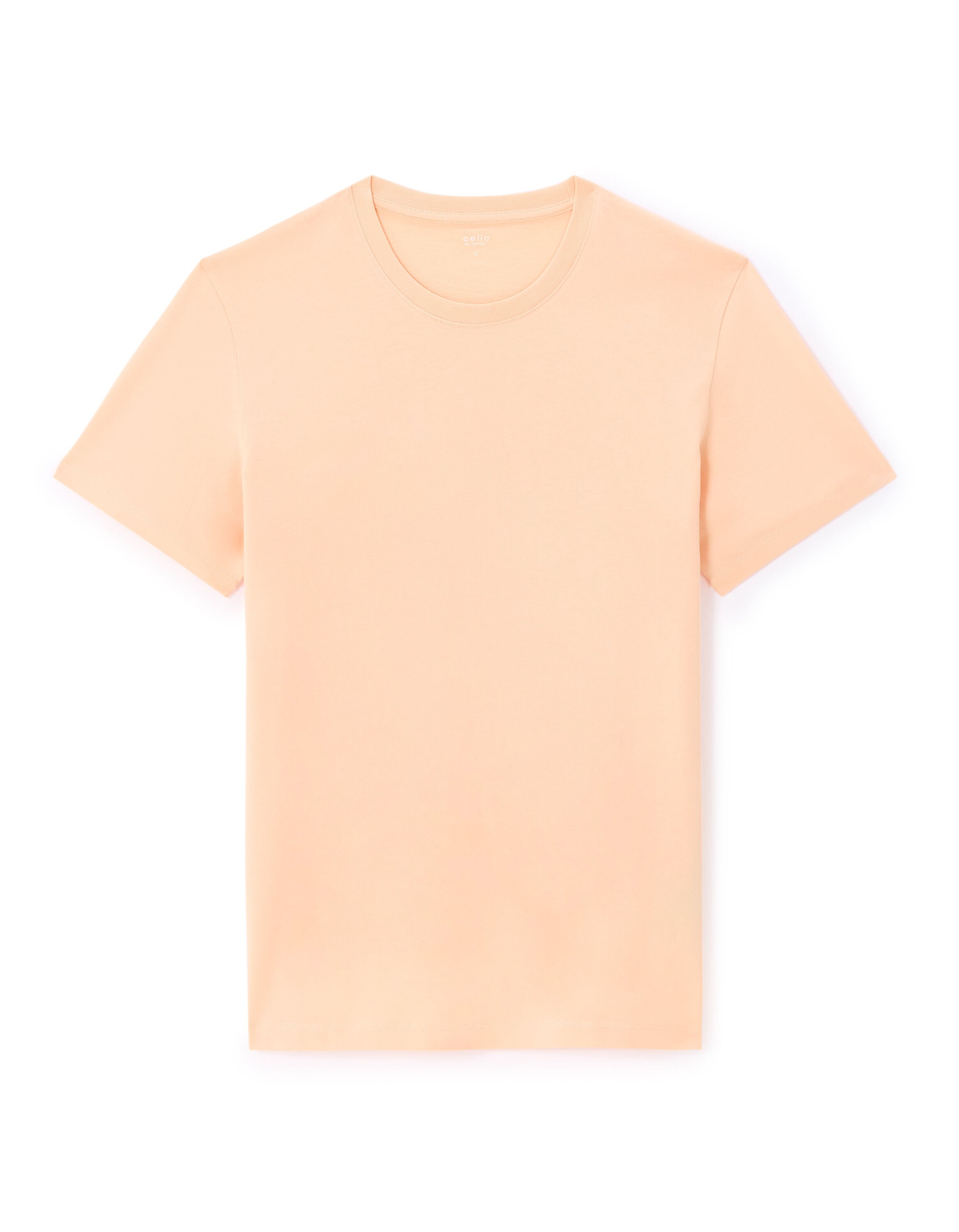 Celio_Orange Straight Crew Neck T-Shirt 100% Cotton_TEBASE_ABRICOT_04