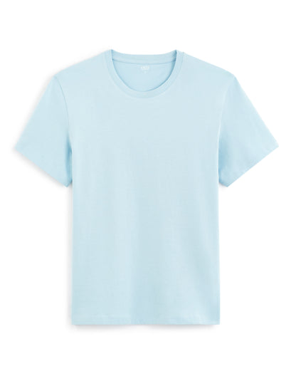 100% Cotton Straight Crew Neck T-Shirt - Light Blue_01