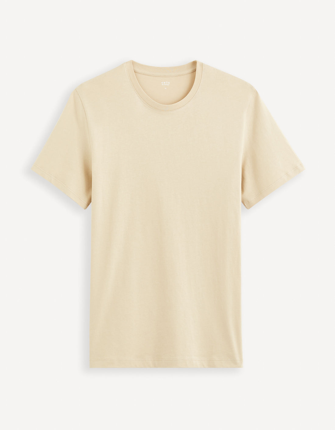 Plain Round Neck Cotton T-Shirt_TEBASE_BEIGE CLAIR_02