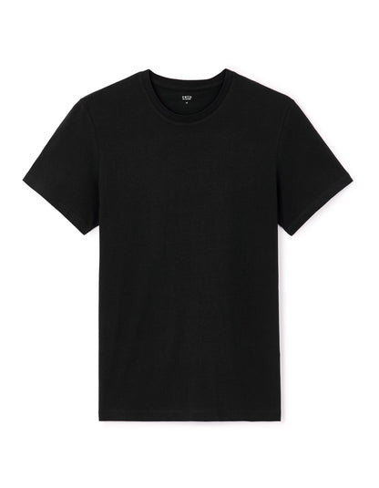 100% Cotton Straight Crew Neck T-Shirt - Black_01