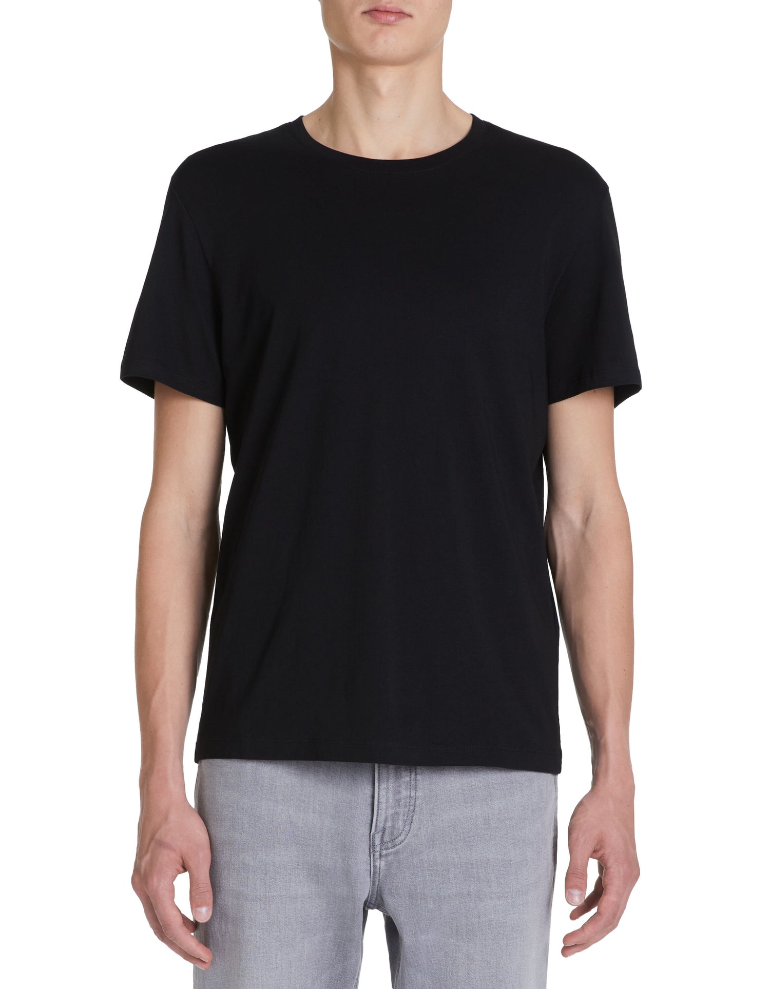 100% Cotton Straight Crew Neck T-Shirt - Black_02