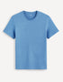 Plain Round Neck Cotton T-Shirt_TEBASE_BLEU CIEL_01