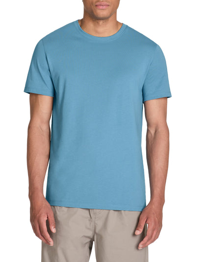 100% Cotton Straight Round Neck T-Shirt - Blue_02