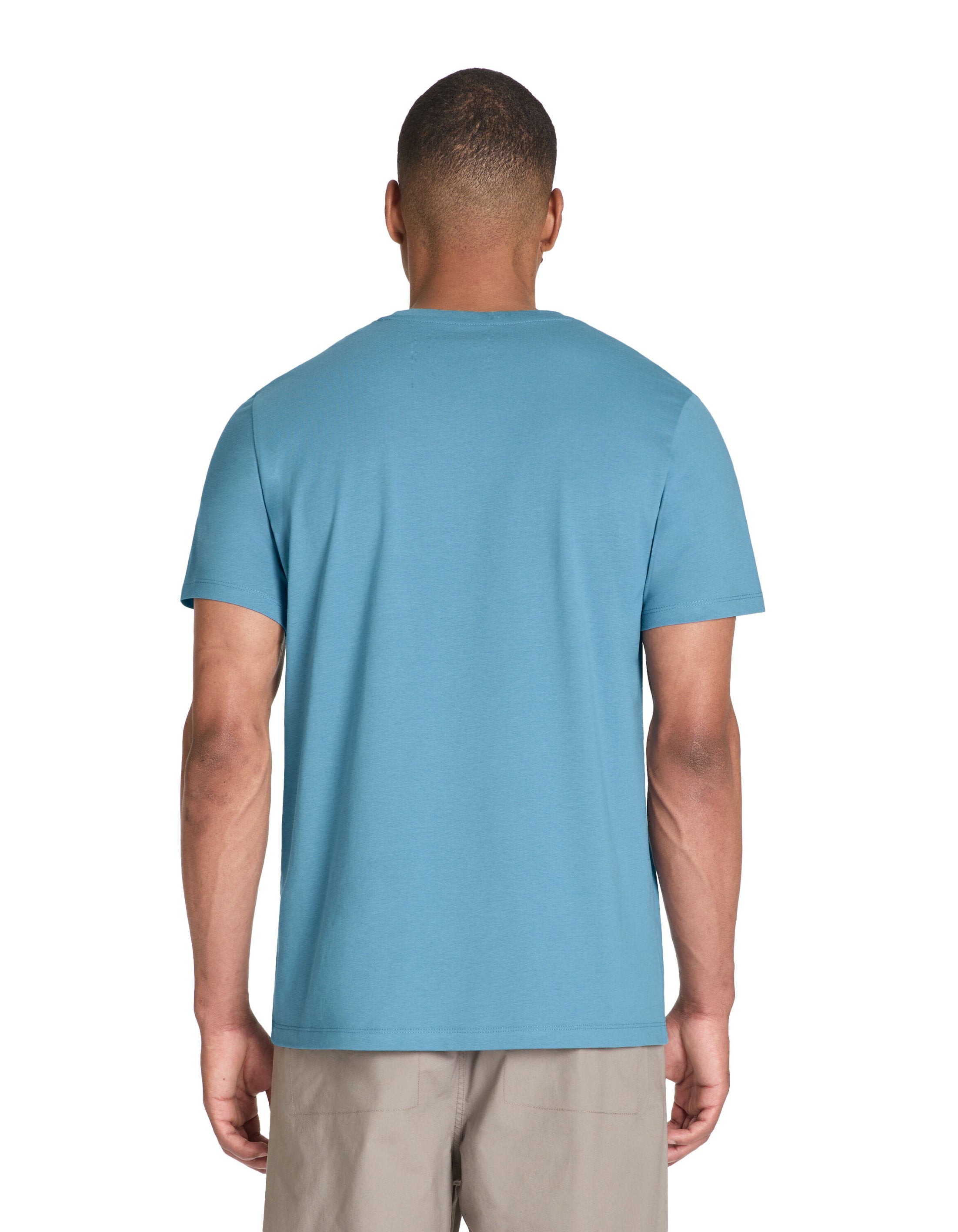 100% Cotton Straight Round Neck T-Shirt - Blue_04