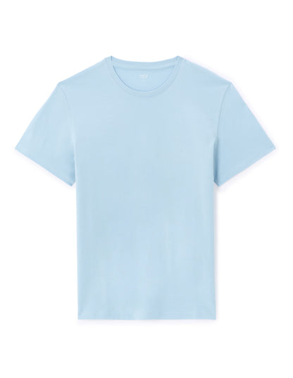 Celio_Light Blue Straight Crew Neck T-Shirt 100% Cotton_TEBASE_BLUE SKY_04