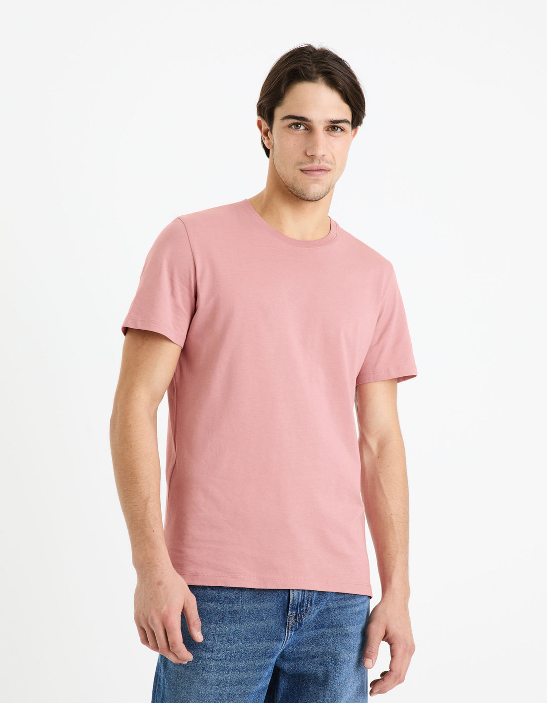 T-Shirt Straight Col Rond 100% Coton - Rose_02