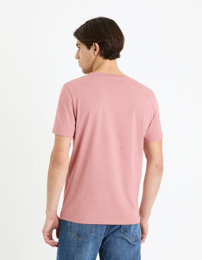 T-Shirt Straight Col Rond 100% Coton - Rose_04