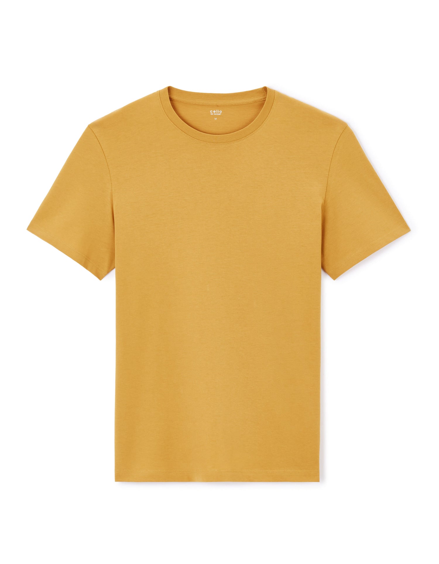 100% Cotton Straight Round Neck T-Shirt - Yellow_01