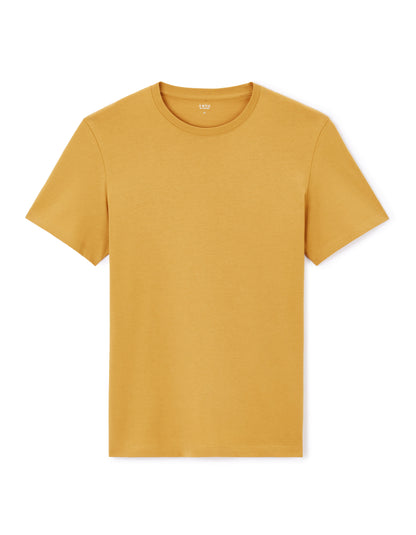 100% Cotton Straight Round Neck T-Shirt - Yellow_01