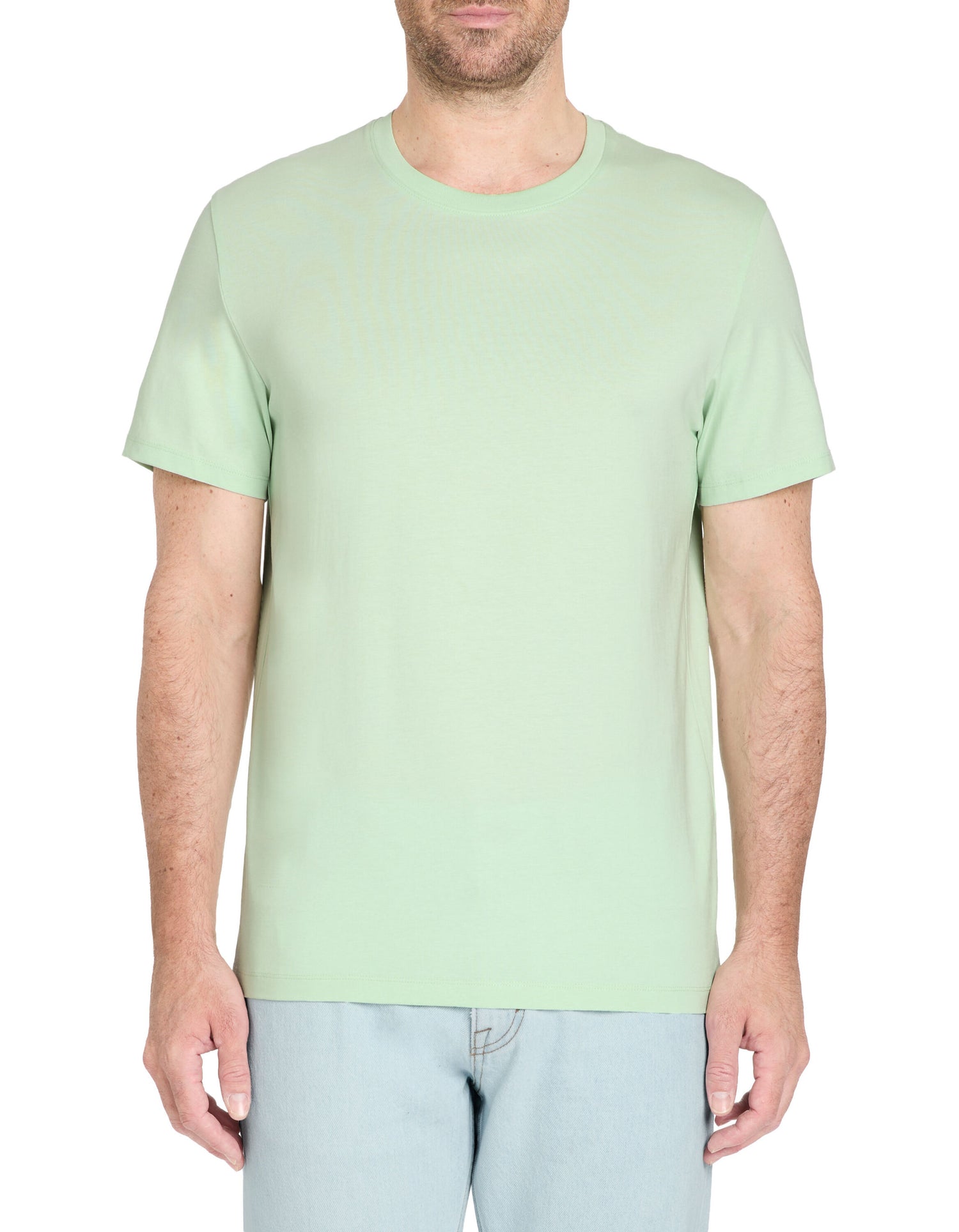 T-Shirt Straight Col Rond 100% Coton - Vert_02