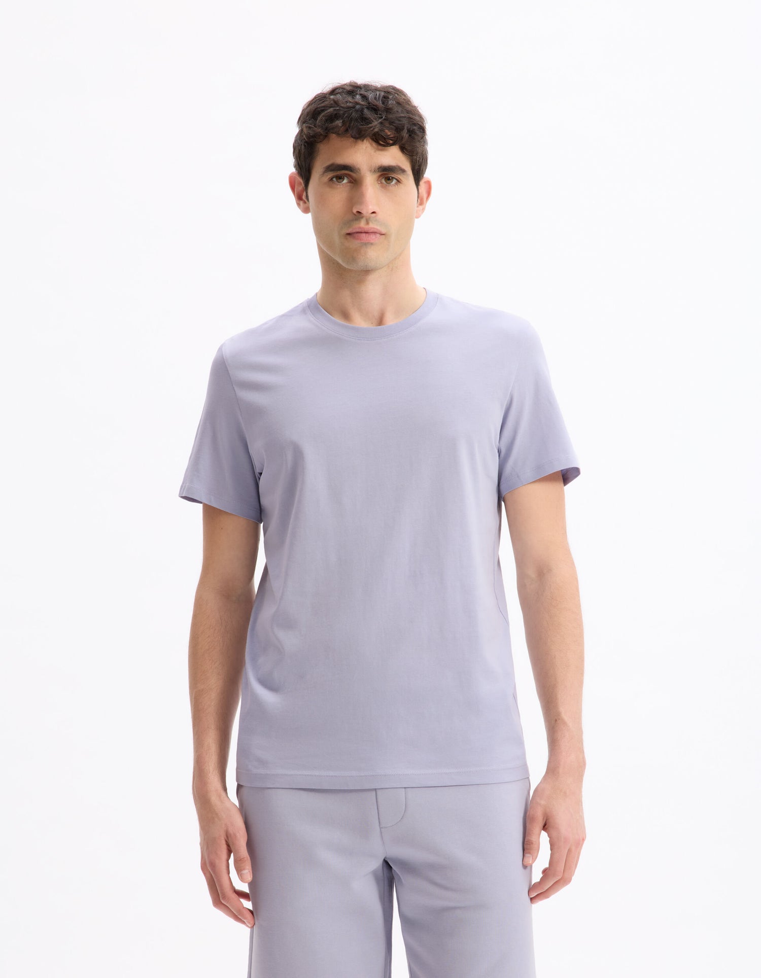 Celio_Lavender Straight Crew Neck T-Shirt 100% Cotton_TEBASE_LAVANDE_02