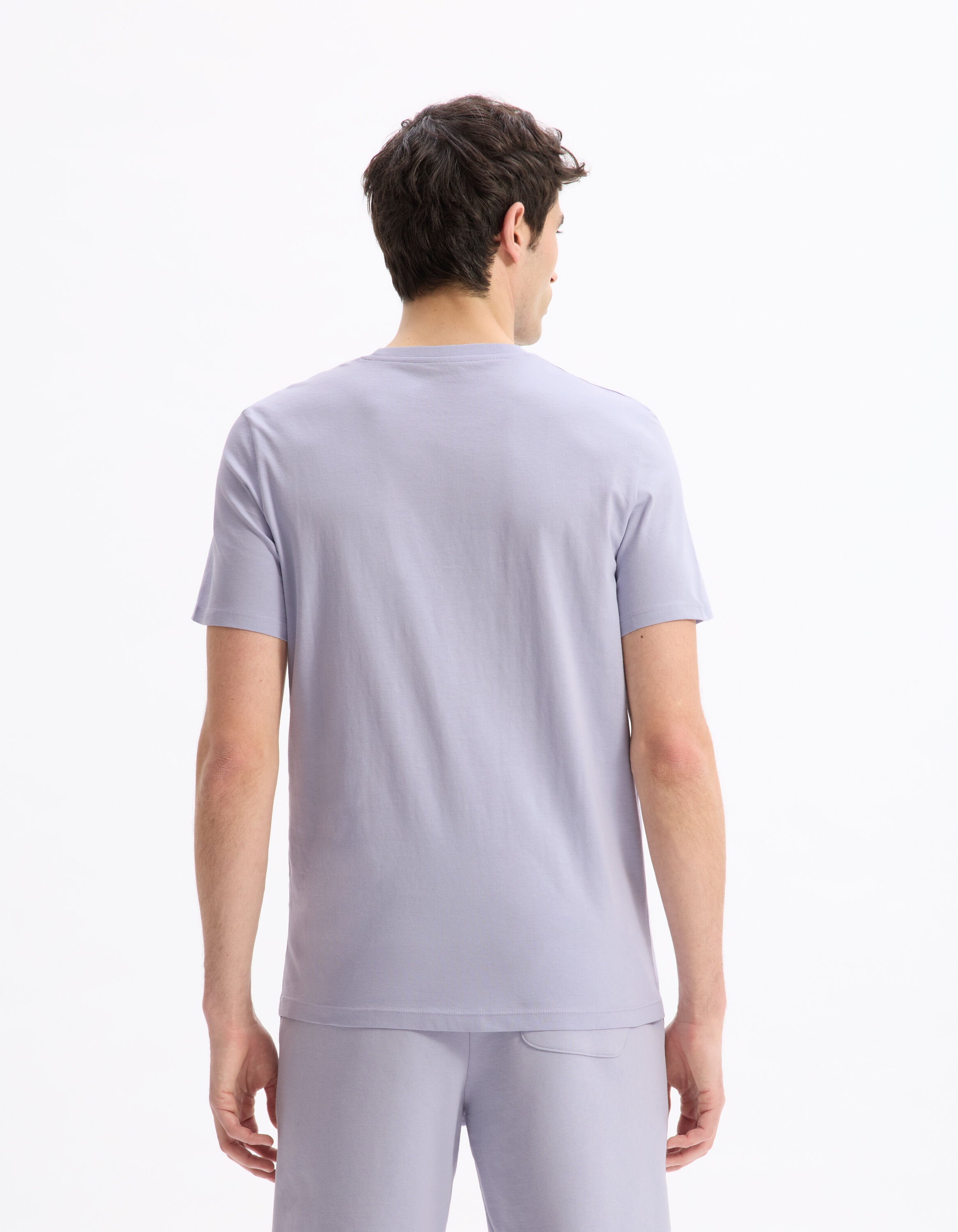 Celio_Lavender Straight Crew Neck T-Shirt 100% Cotton_TEBASE_LAVANDE_03