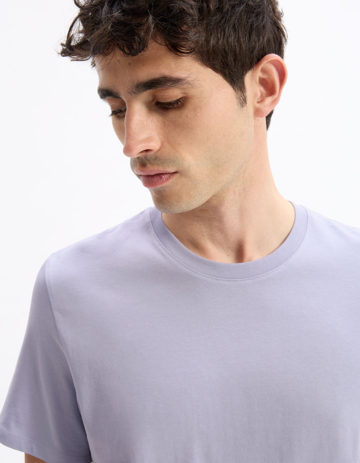 Celio_Lavender Straight Crew Neck T-Shirt 100% Cotton_TEBASE_LAVANDE_04