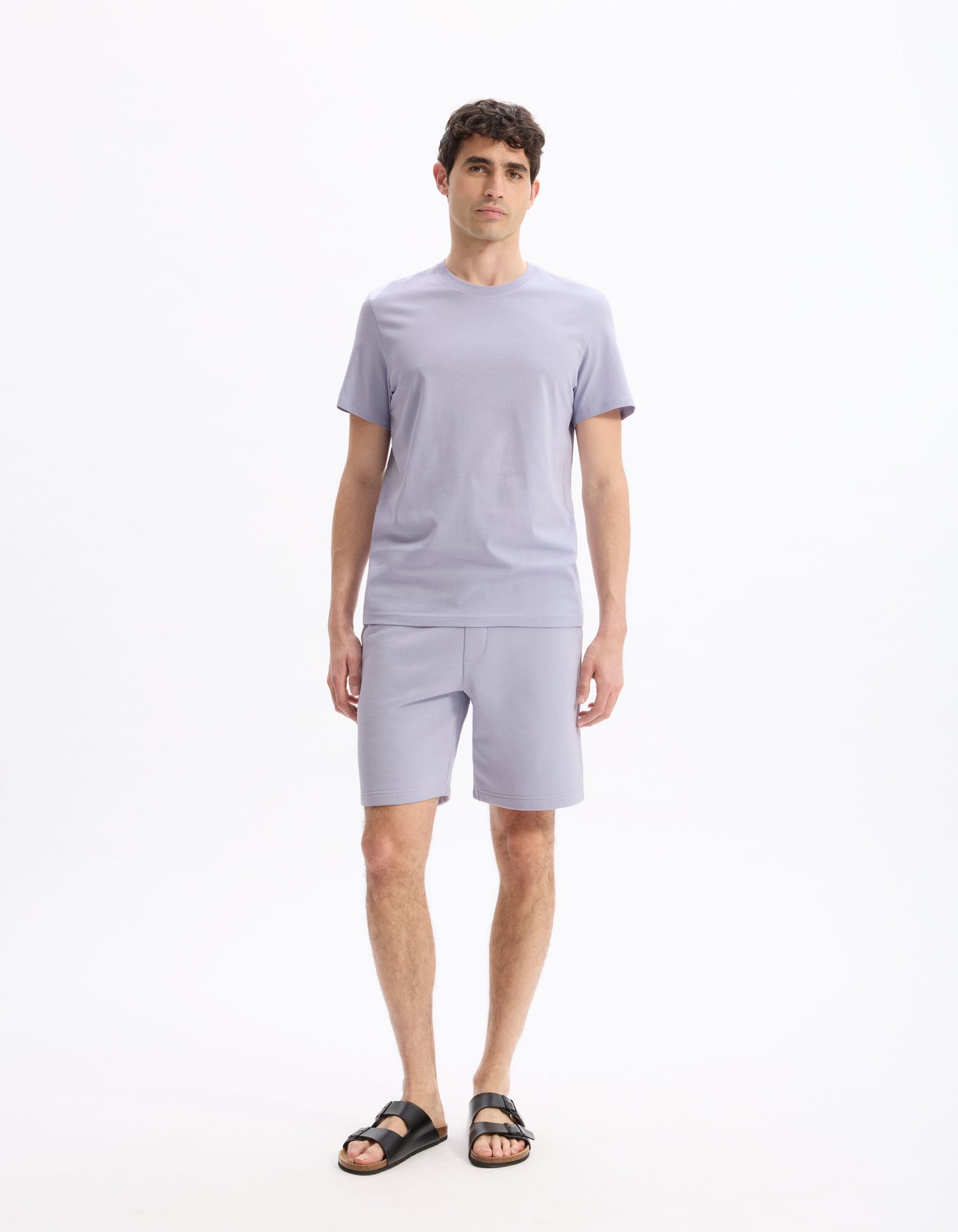 Celio_Lavender Straight Crew Neck T-Shirt 100% Cotton_TEBASE_LAVANDE_05