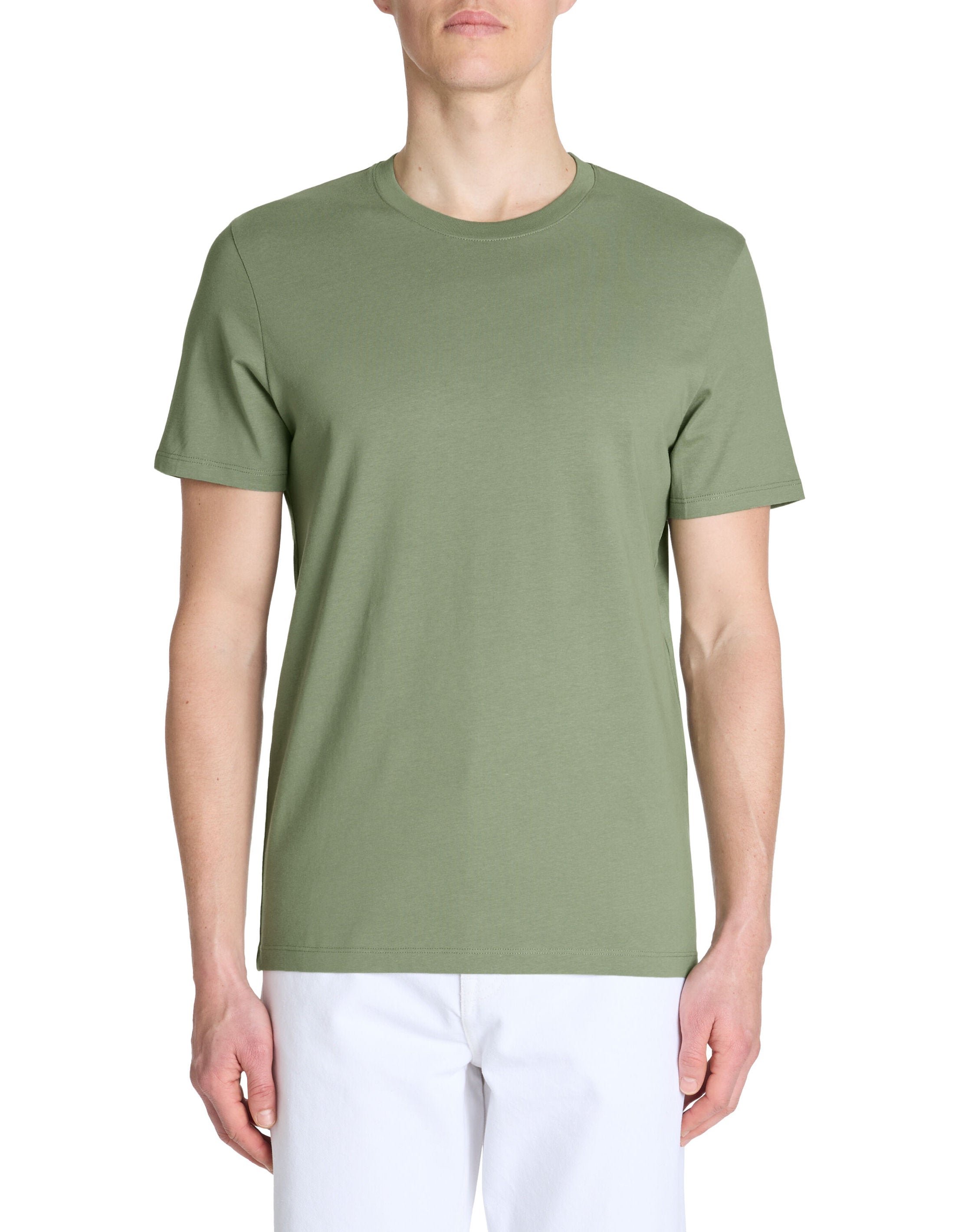 Celio_Light Khaki Straight Crew Neck T-Shirt 100% Cotton_TEBASE_LIGHT KHAKI 01_01