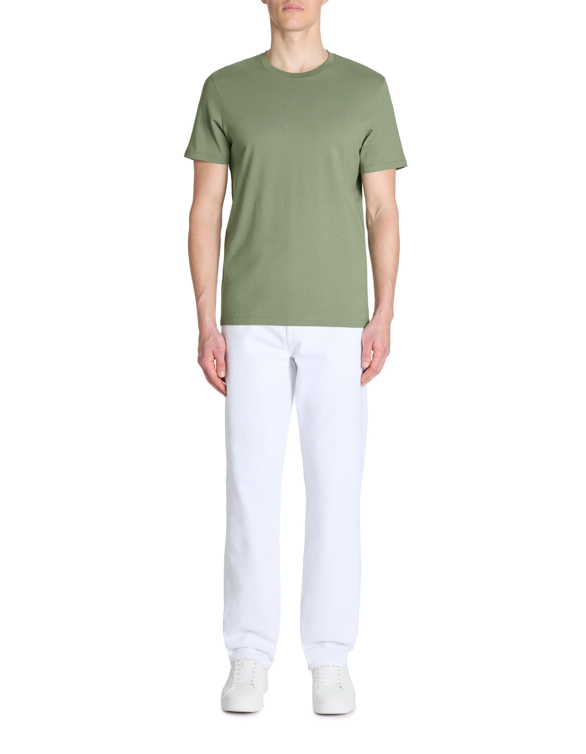Celio_Light Khaki Straight Crew Neck T-Shirt 100% Cotton_TEBASE_LIGHT KHAKI 01_02