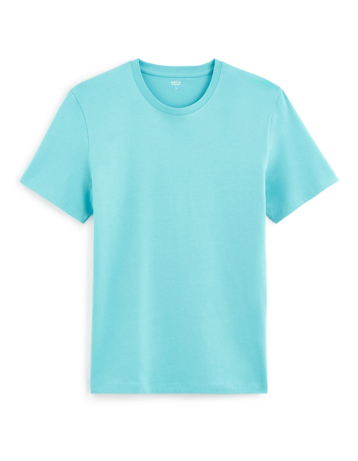 100% Cotton Straight Crew Neck T-Shirt - Light Blue_01