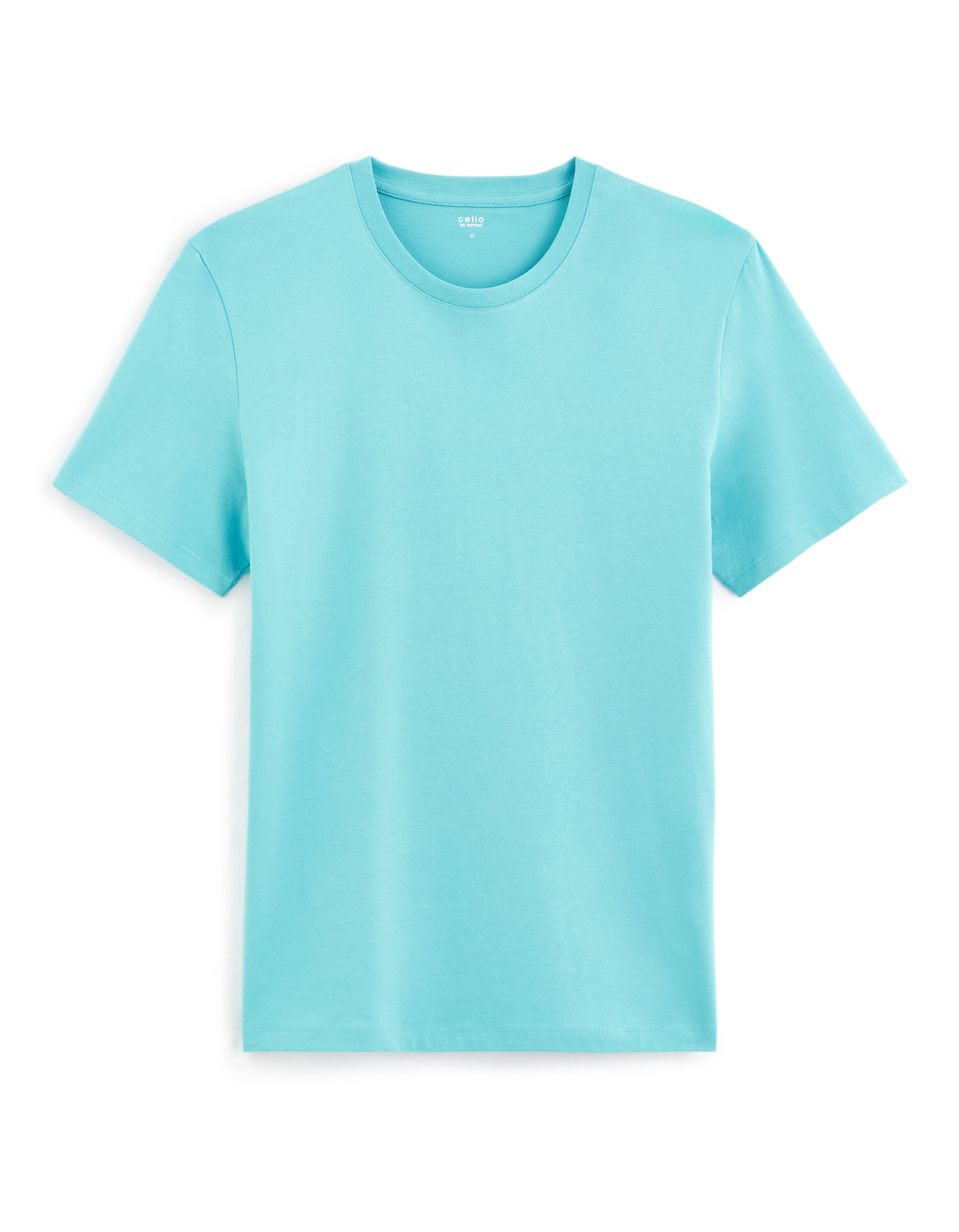 100% Cotton Straight Crew Neck T-Shirt - Light Blue_01