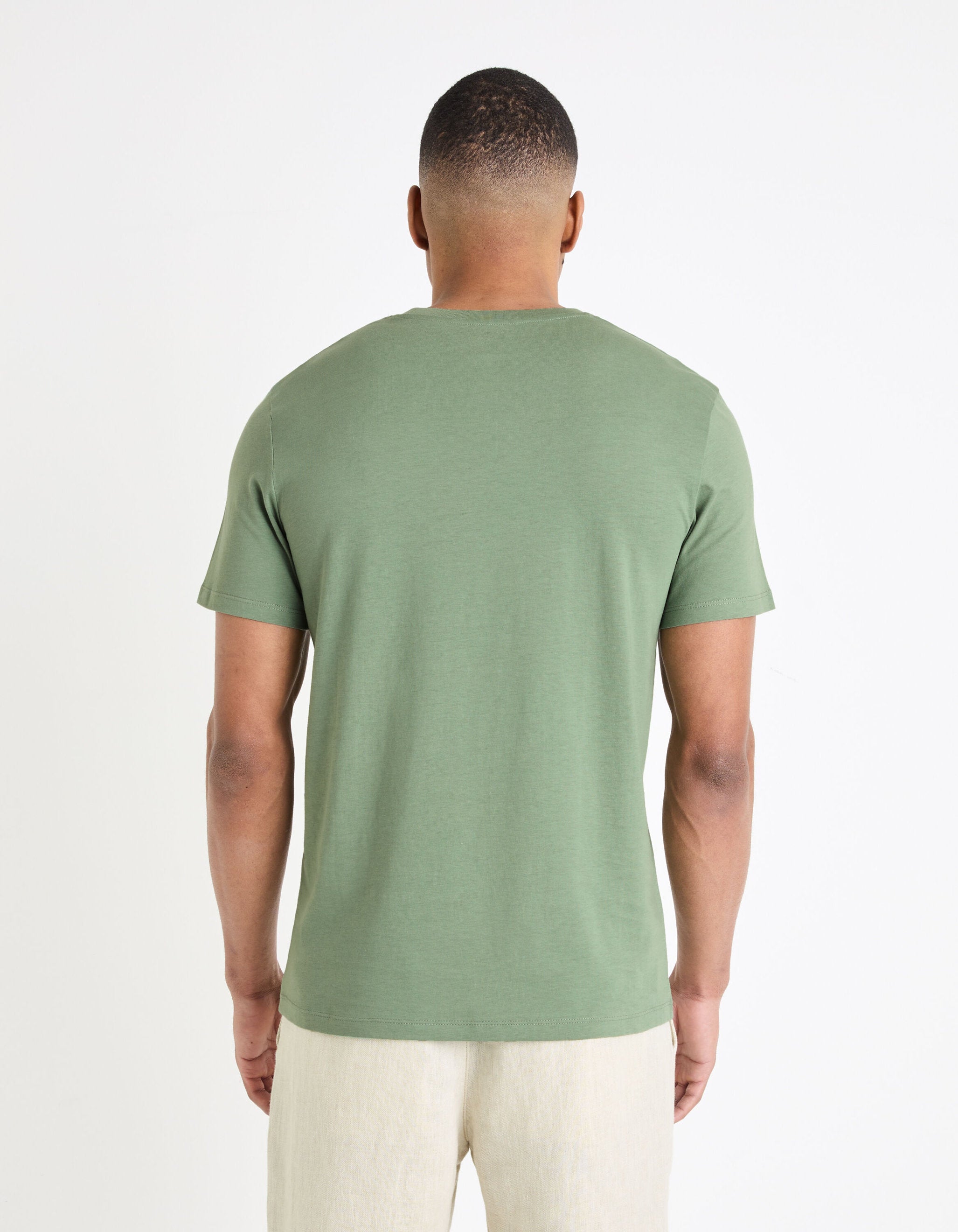 Straight Round Neck T-Shirt 100% Cotton - Green_04