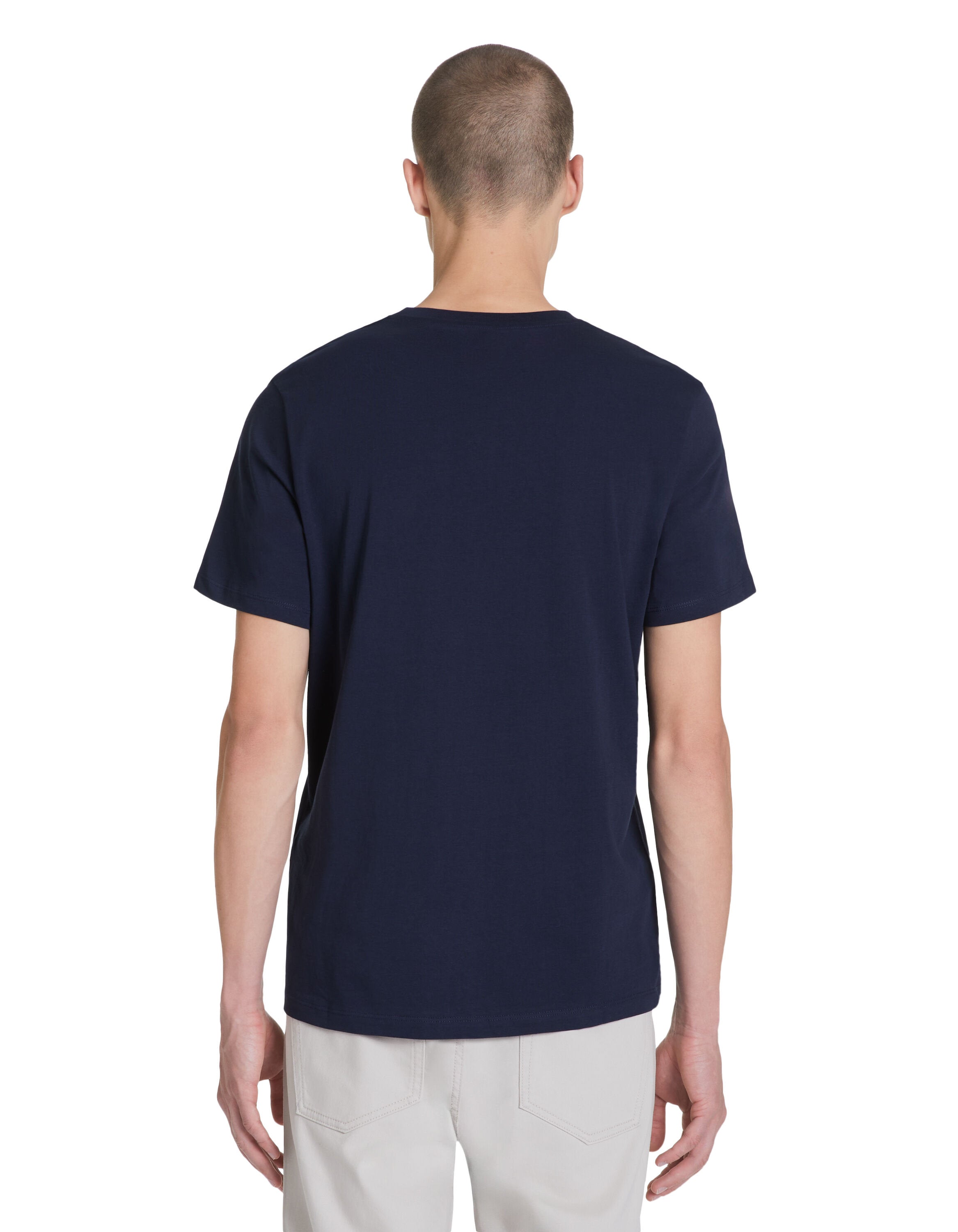 100% Cotton Straight Crew Neck T-Shirt - Marine_04