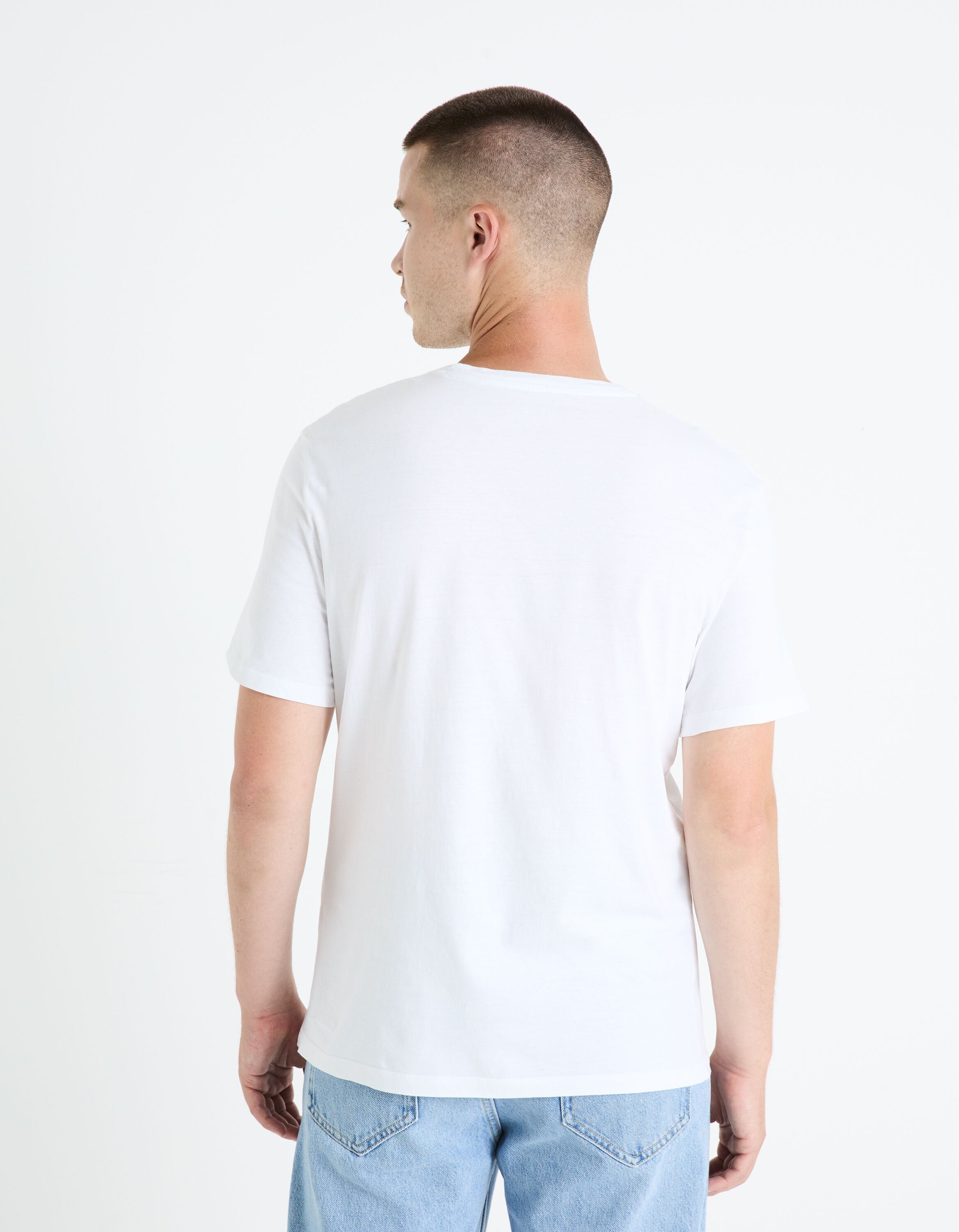 100% Cotton Straight Crew Neck T-Shirt - White_04