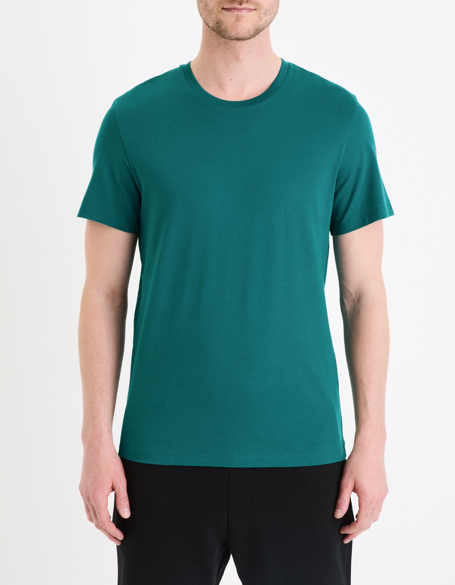 100% Cotton Straight Crew Neck T-Shirt - Petrol_02